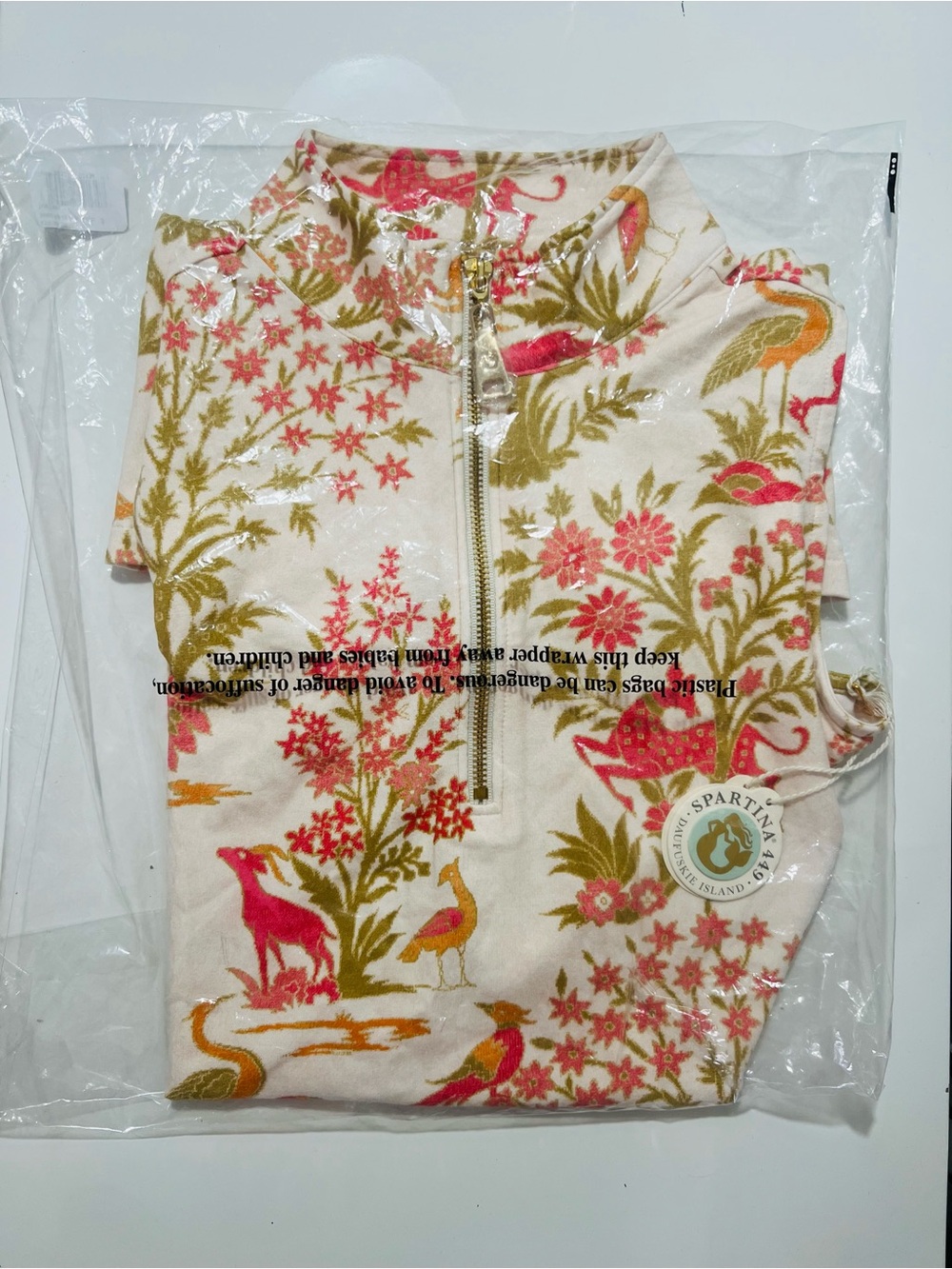 Spartina 449 Serena Half-Zip Dress Castillo Toile Cream - Small - Picture 5 of 7